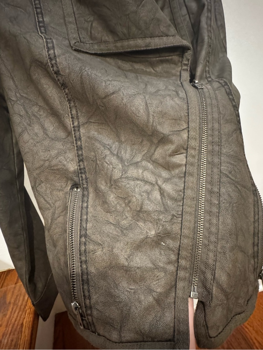 Jack by BB Dakota Brown Faux Leather Draped Moto Jacket Size S - Picture 8 of 9